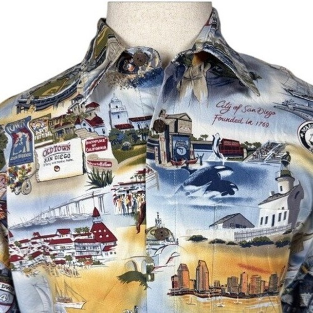 High Seas Trading‎ Co Mens 4X San Diego Scenic Print Cotton Hawaiian Shirt USA